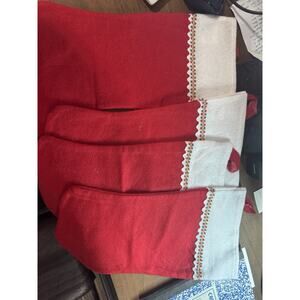 HOLIDAY TIME FELT STOCKING ** RED GREEN GOLD ** 17 INCHES **VINTAGE Set Of 4